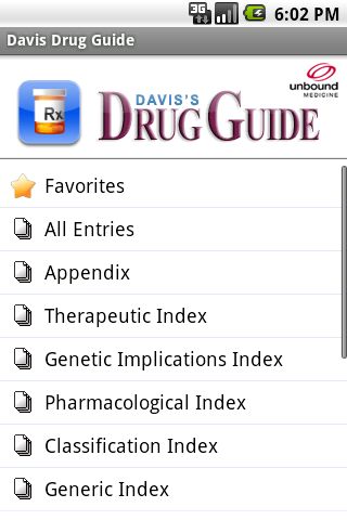 Android screenshot -  Davis' Drug Guide