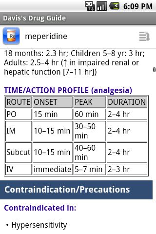 Android screenshot -  Davis' Drug Guide