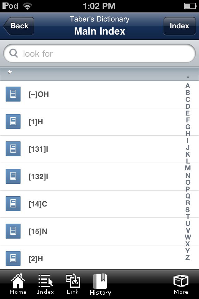 iPod and iPhone screenshot -Taber's Medical Dictionary