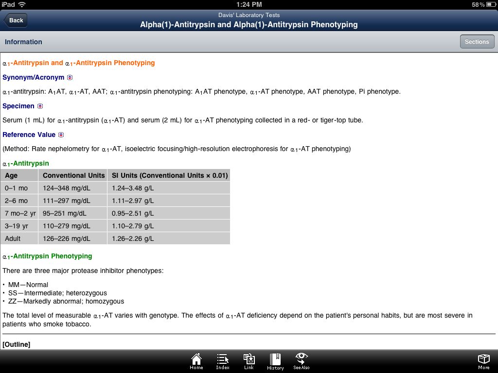 iPad screenshot -  Davis's Comprehensive Handbook of Laboratory and Diagnostic Tests With Nursing Implications