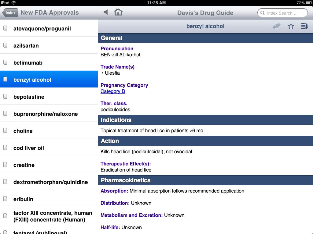 iPad screenshot -  Davis' Drug Guide