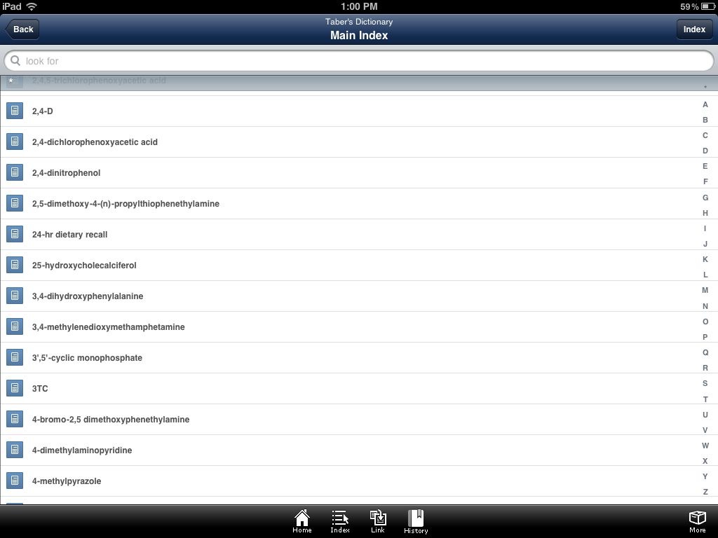 iPad screenshot - Taber's Medical Dictionary