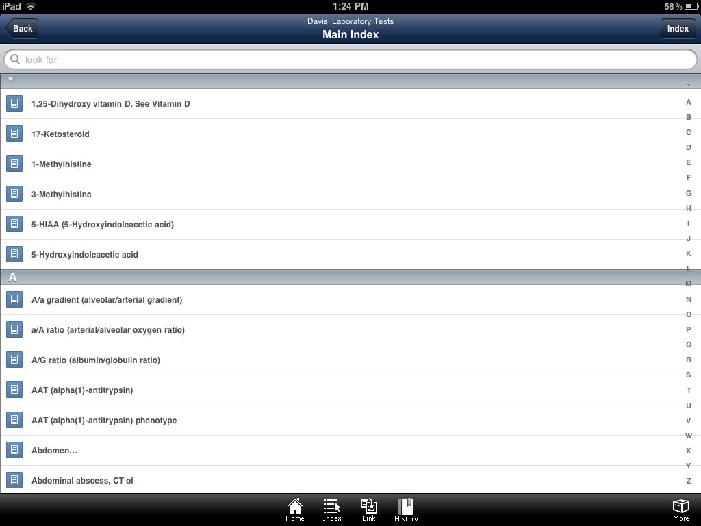 iPad screenshot -  Davis's Comprehensive Handbook of Laboratory and Diagnostic Tests With Nursing Implications
